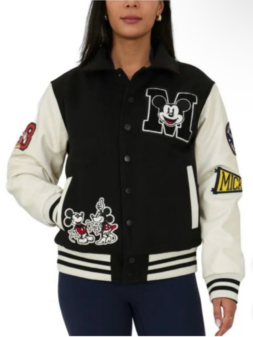 Disney Black and White Mickey Varsity Jacket